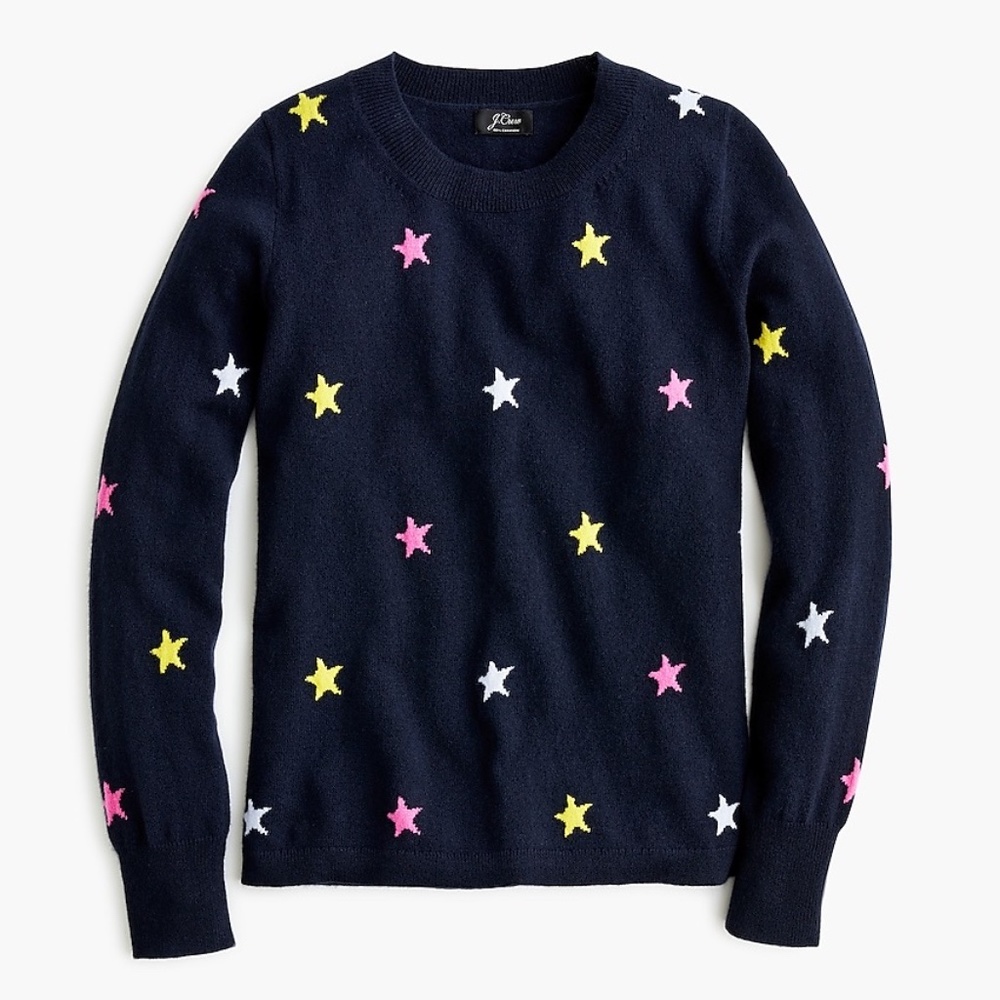 Long-sleeve cashmere crewneck sweater in Stars